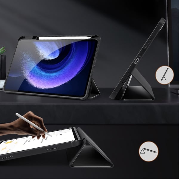 SKALO Xiaomi Pad 6 Trifold Etui med gennemsigtig bagside - Sort