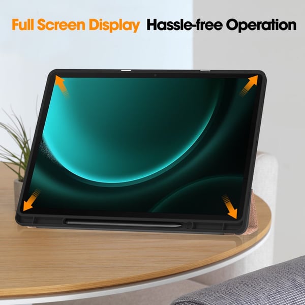 SKALO Samsung Tab S9+/S9 FE+ Trifold Suojakotelo - Ruusukulta