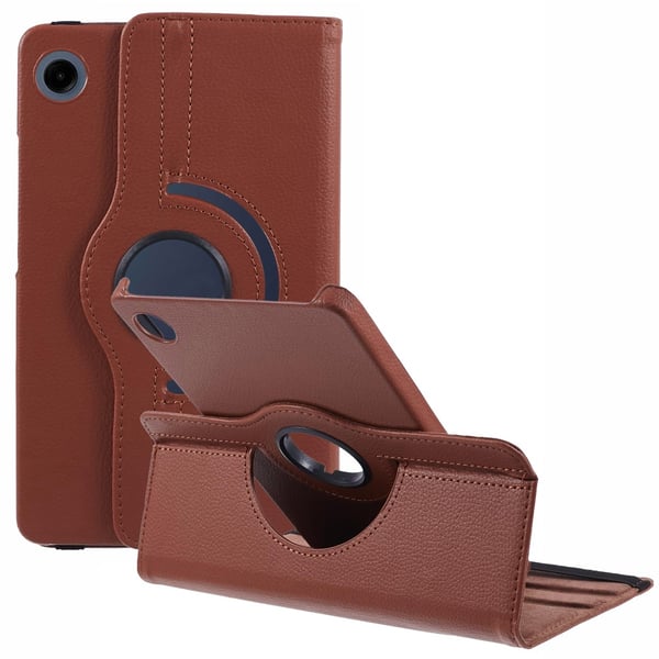 SKALO Samsung Tab A9 360 Litchi Flip Cover - Brun