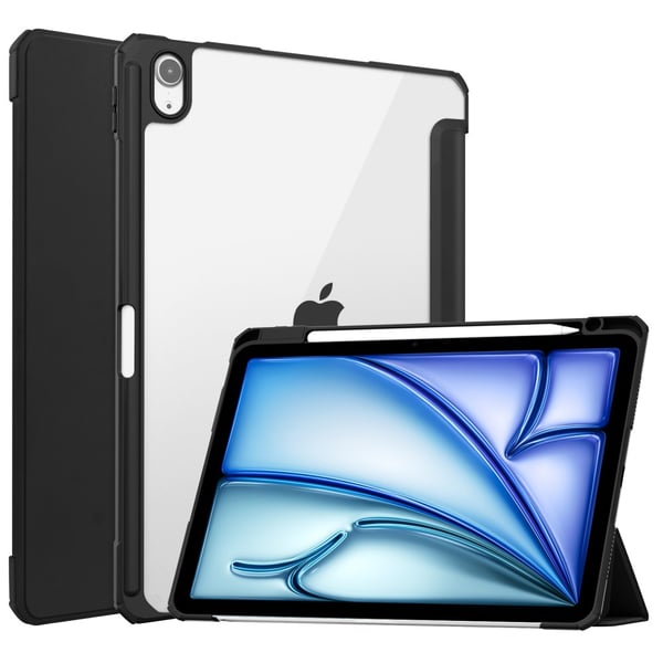 SKALO iPad Air 11 (2024) Trifold Etui med gennemsigtig bagside - Sort
