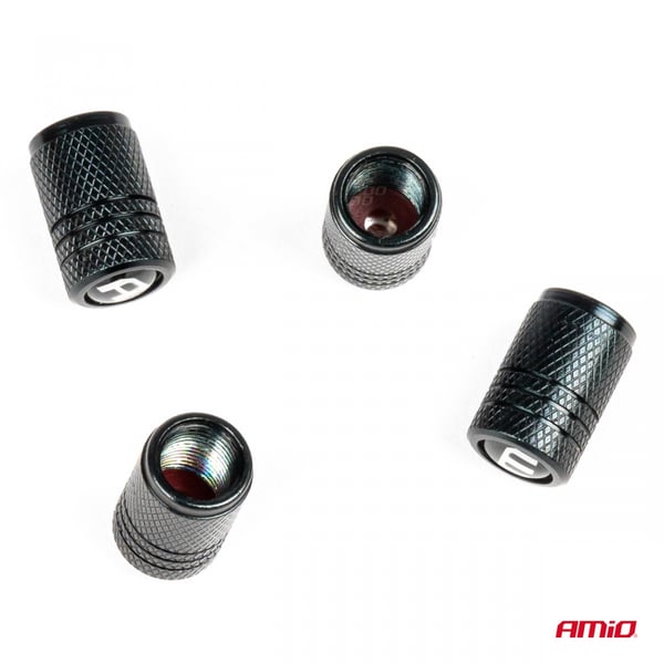 Aluminiumsventilhætter, sorte, AMIO-03277