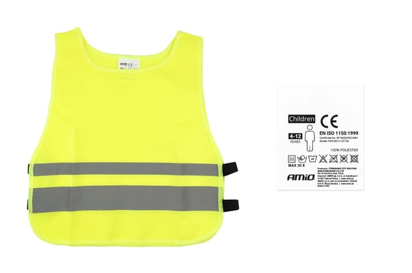 Gul reflexvarningsväst för barn med AMIO-01736-certifikat