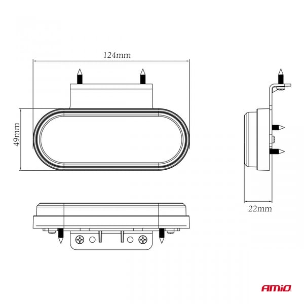 LED markeringslampe OM-01-O oval orange AMIO-02374