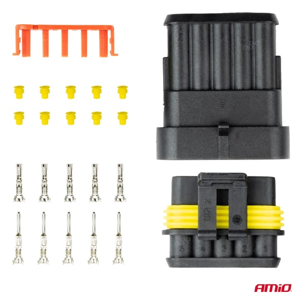 Stikforbindelse, hermetisk stik, superseal, 5-benet, AMIO-03521