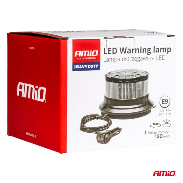 LED-vilkkuva varoitusvalo W28M 12V 24V AMIO-04108