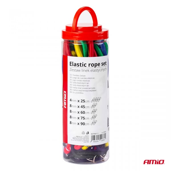 Elastiska gummirep för att säkra bagage, set om 12 AMIO-02836