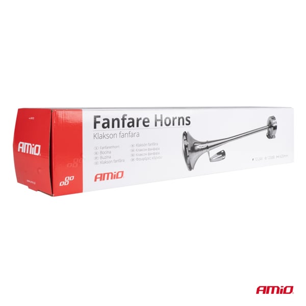 Torvifanfaari kromi 620 mm 12V 24V LowTone AMIO-04078