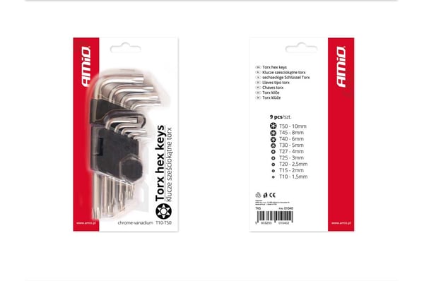 Lyhyet TORX CRV-avaimet 9 kpl AMIO-01040
