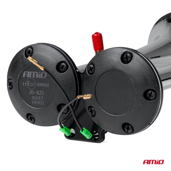 Äänitorvi, äänimerkki, kaksoisfanfaari, kromi, 12V, 24V, AMIO-03617