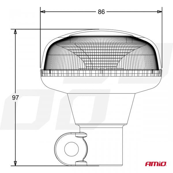 Mini blinkende advarselslampe 18 LED R65 R10 12V 24V W21p AMIO-02922