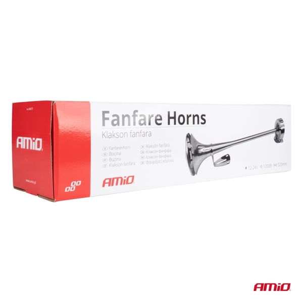 Äänimerkkiäänimerkki kromi 520 mm 12V 24V HighTone AMIO-04077