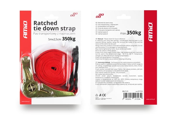 Transportrem med spännare 350 kg 25 mm 5 m BELT-01 AMIO-01723