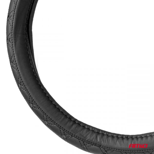 Tikattu nahkainen ohjauspyörän suojus M 37-39cm SWC-51-M AMIO-03561