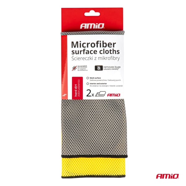 Mikrokuituliina hyönteisten ja pinttyneen lian poistamiseen 2 kpl 40x40 cm 280g AMIO-03977