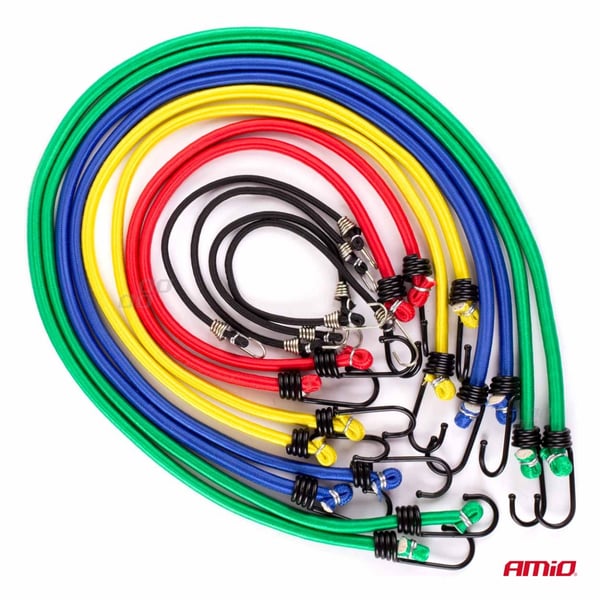 Elastiska gummirep för att säkra bagage, set om 12 AMIO-02836
