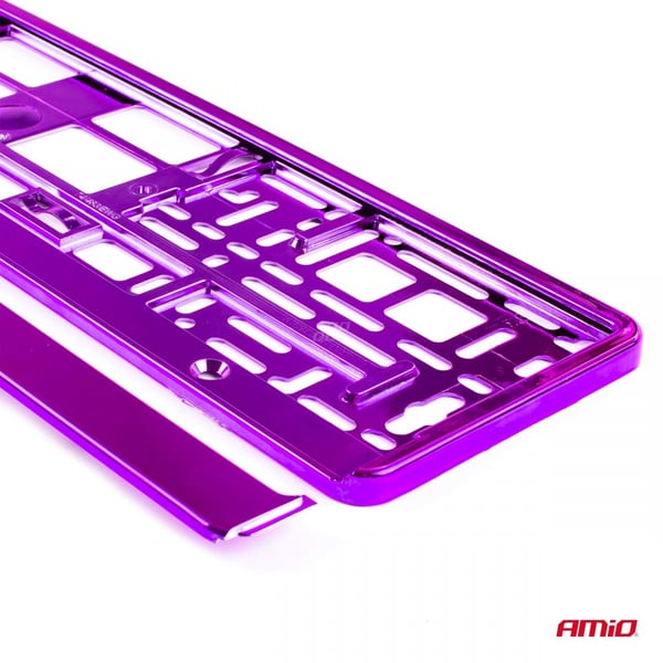 Violetti metallinhohtoinen rekisterikilven kehys AMIO-03172
