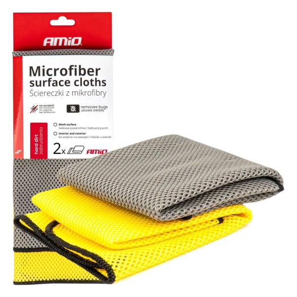 Mikrokuituliina hyönteisten ja pinttyneen lian poistamiseen 2 kpl 40x40 cm 280g AMIO-03977