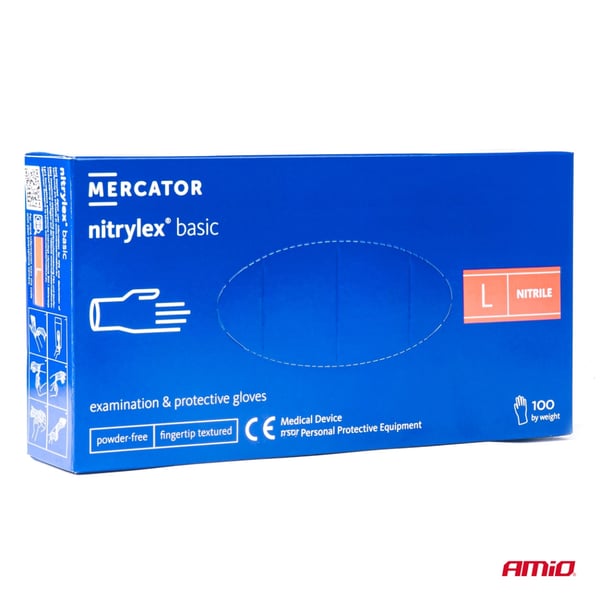 Mercator Nitrylex Basic blå nitrilhandsker størrelse L 100 stk.