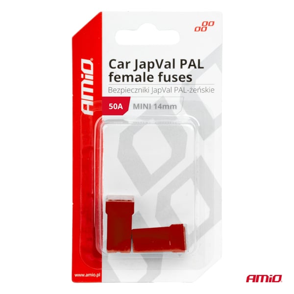 JAPVAL PAL naaraspuoliset auton sulakkeet 2 kpl 50A AMIO-03439
