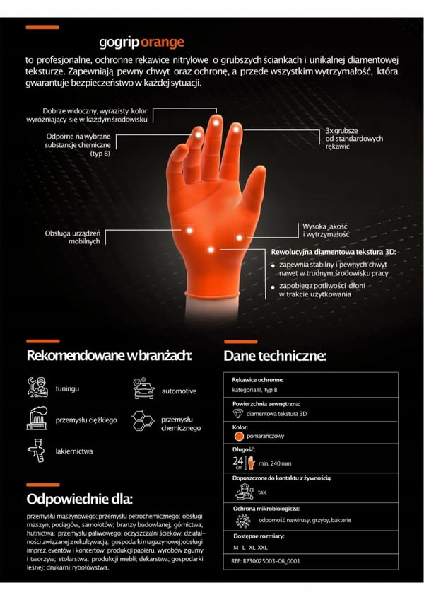 Mercator GoGrip Orange nitrilhandskar 50 st storlek XL