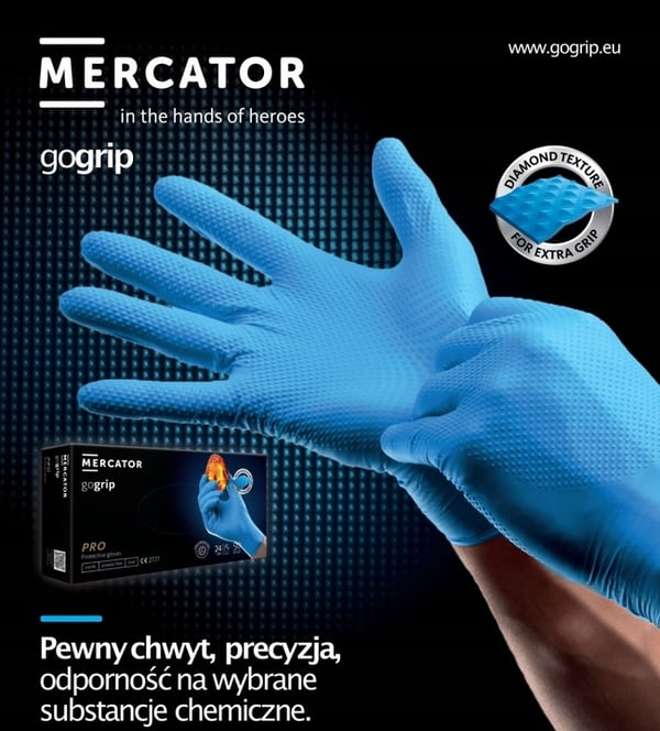 Mercator GoGrip Blå nitrilhandsker 50 stk. størrelse L
