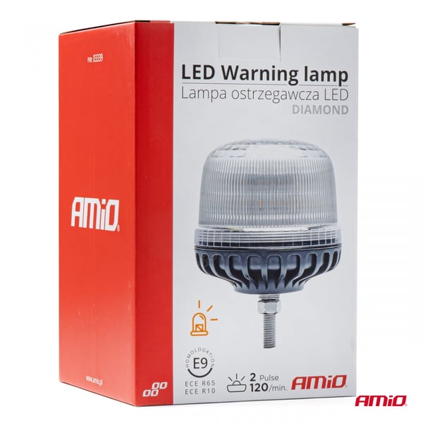 Blinkende advarselslampe 24 LED W25SB 12V 24V AMIO-03339