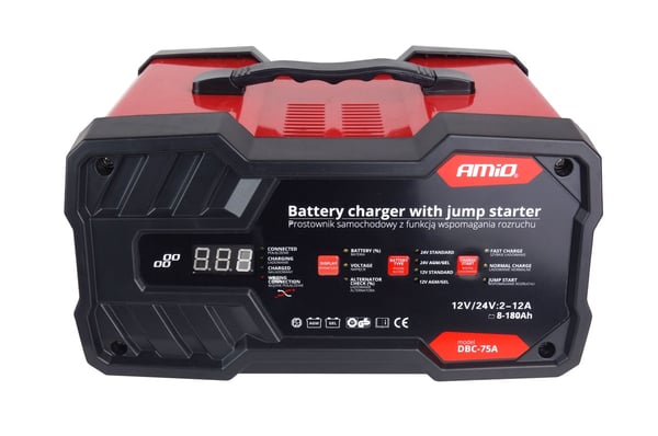 Tasasuuntaaja käynnistystoiminnolla, akkulaturi 12V, 24V max 12A boost 75A 12V AMIO-02400