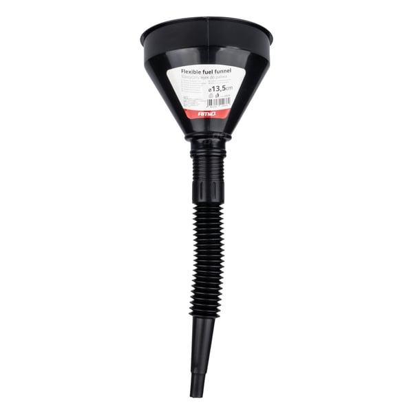 Flexibel svart tratt med sil för bränsle, vätska, vatten, 13,5 cm AMIO-04036