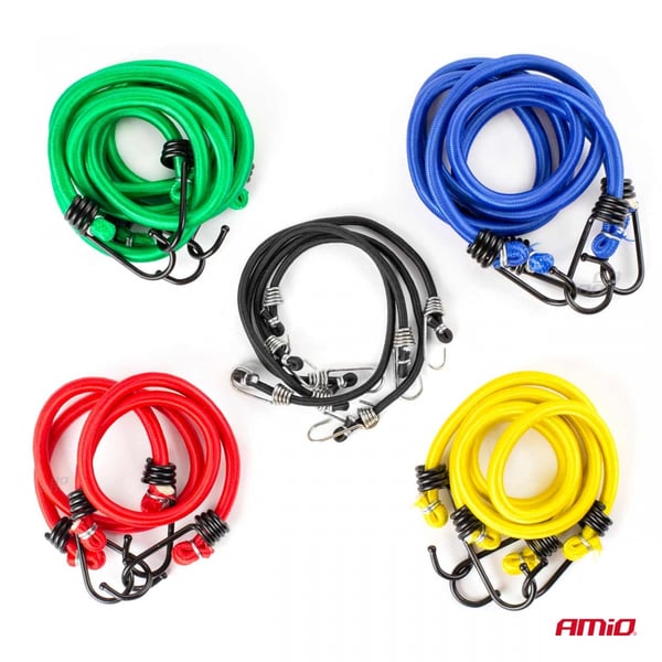 Elastiska gummirep för att säkra bagage, set om 12 AMIO-02836
