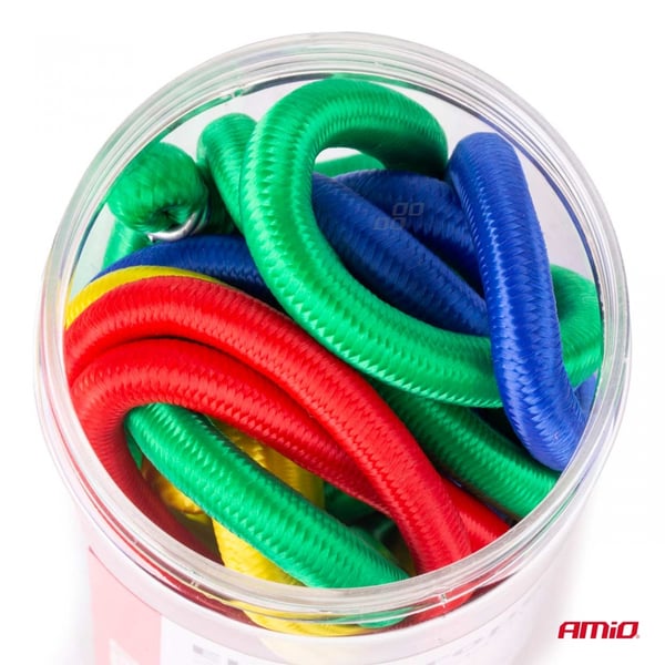 Elastiska gummirep för att säkra bagage, set om 12 AMIO-02836