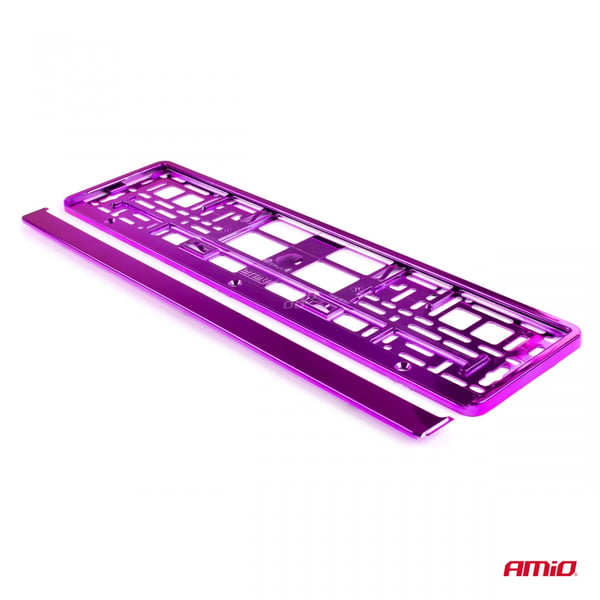 Violetti metallinhohtoinen rekisterikilven kehys AMIO-03172