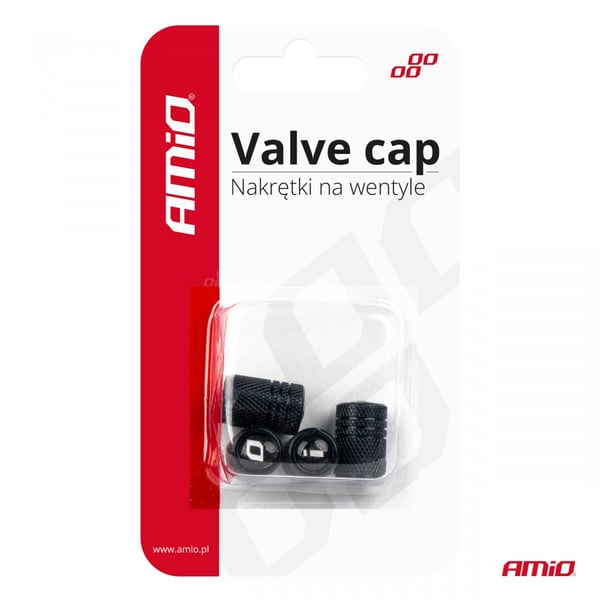 Aluminiumsventilhætter, sorte, AMIO-03277