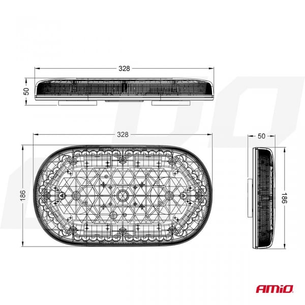 LED-advarselsbjælke 33 cm magnet homologering R65 R10 12-24V AMIO-03336