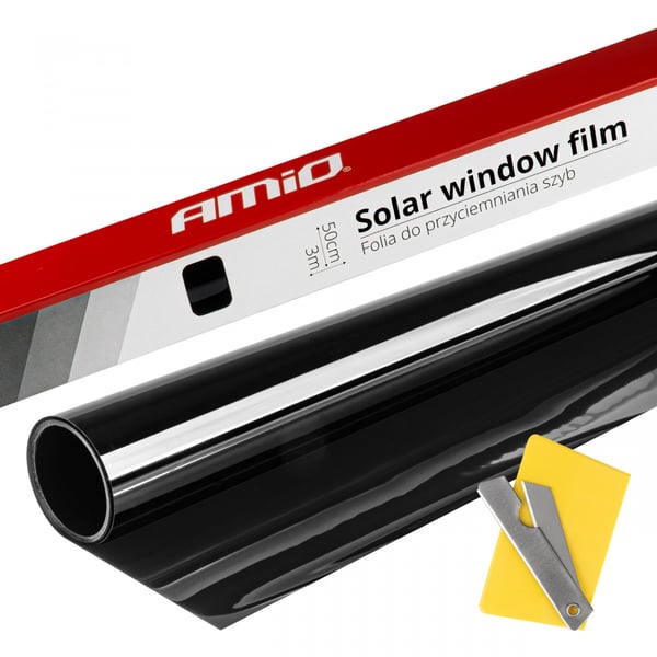 Mørk sort vinduesfolie 0,5x3m 15% AMIO-01652