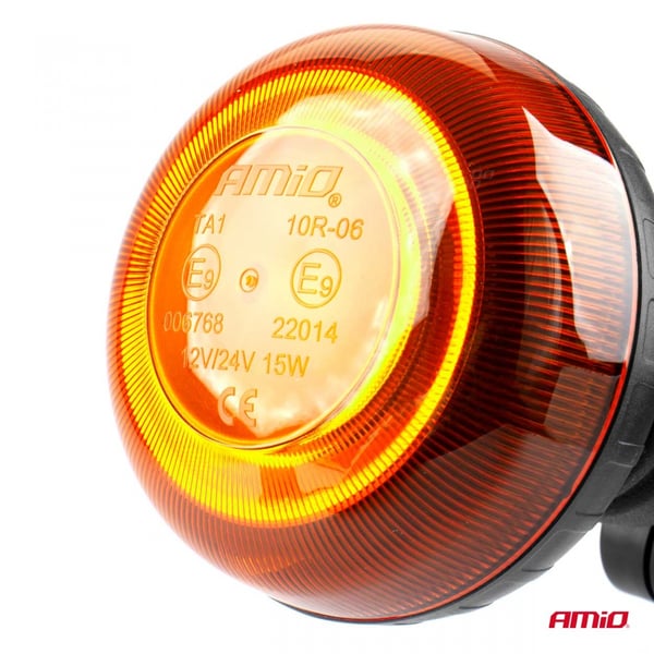 Mini blinkende advarselslampe 18 LED R65 R10 12V 24V W21p AMIO-02922