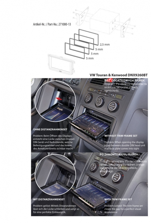 Universelle adaptere til montering af 2 DIN-stationer, min. Kenwood DNX9260BT