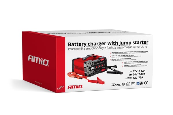 Tasasuuntaaja käynnistystoiminnolla, akkulaturi 12V, 24V max 12A boost 75A 12V AMIO-02400