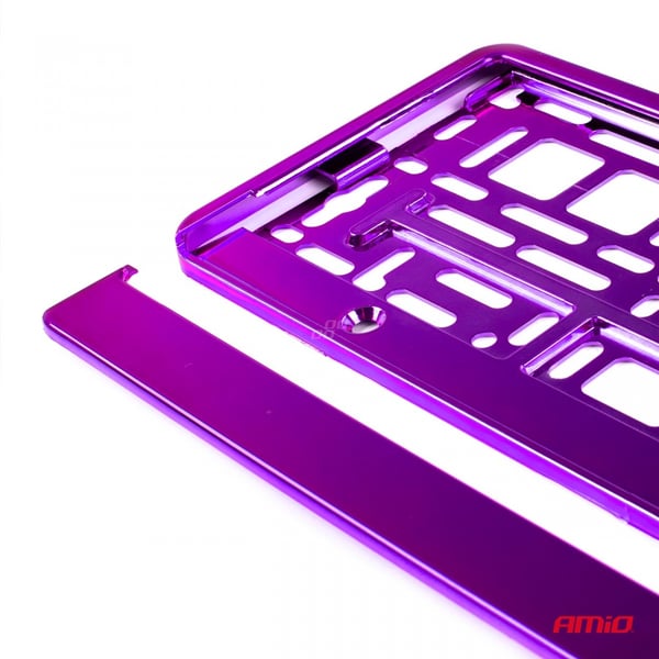 Violetti metallinhohtoinen rekisterikilven kehys AMIO-03172