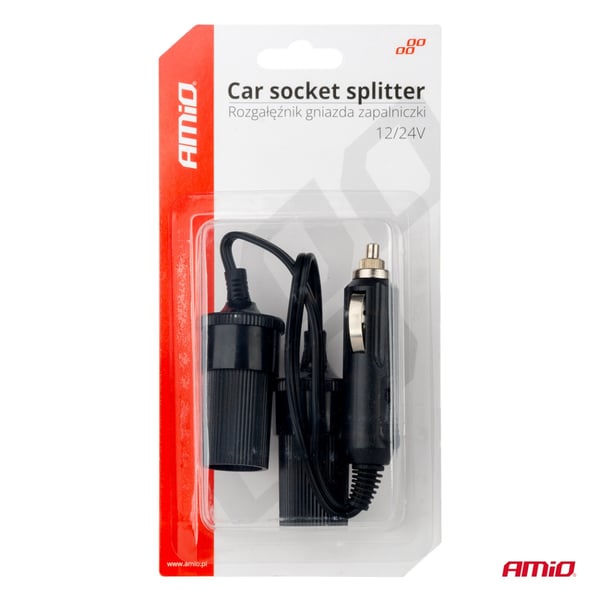 Bil cigarettænderstik splitter 12V 24V AMIO-03801