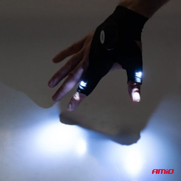 Ficklampshandske med LED-ficklampa AMIO-03107