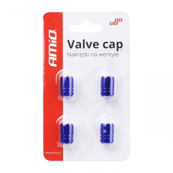 Alumiiniset venttiilikorkit, siniset, 4 kpl AMIO-02239