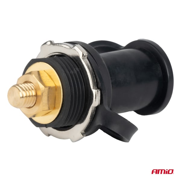 Musta negatiivinen akun virtaliitin korkilla 3/8 M10 12V 24V 48V 250A AMIO-03813