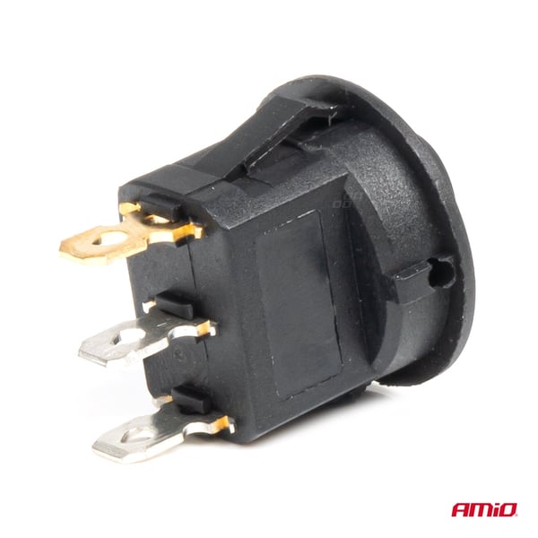 Kytkin, pyöreä painike, 12V 20A, ON/OFF, keltainen taustavalo, AMIO-03962