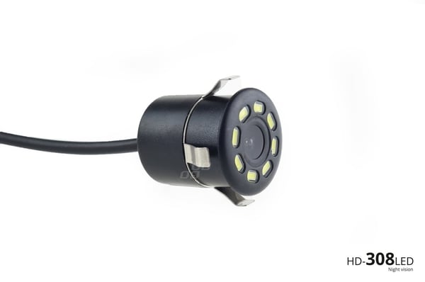 TFT02 4,3" parkeringssensorsæt med HD-308-LED kamera, 4 sensorer, sort "GULD"