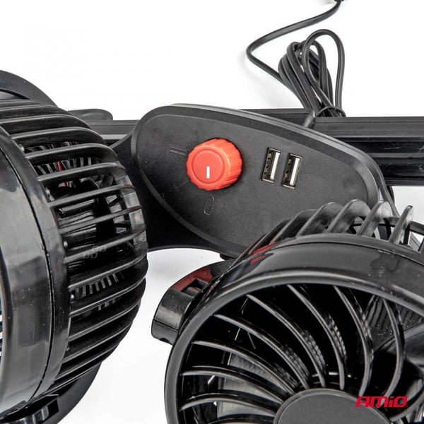 Auton niskatukeen kiinnitettävä tuuletin 12 V:n USB-laturilla AMIO-03009
