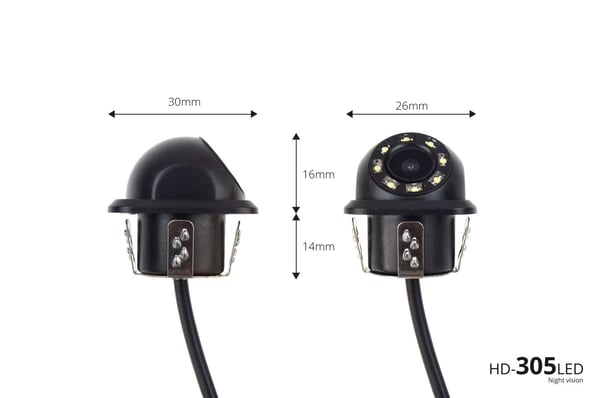 TFT02 4,3" parkeringssensorsæt med HD-305-LED-kamera, 4 sensorer, sort "GULD"
