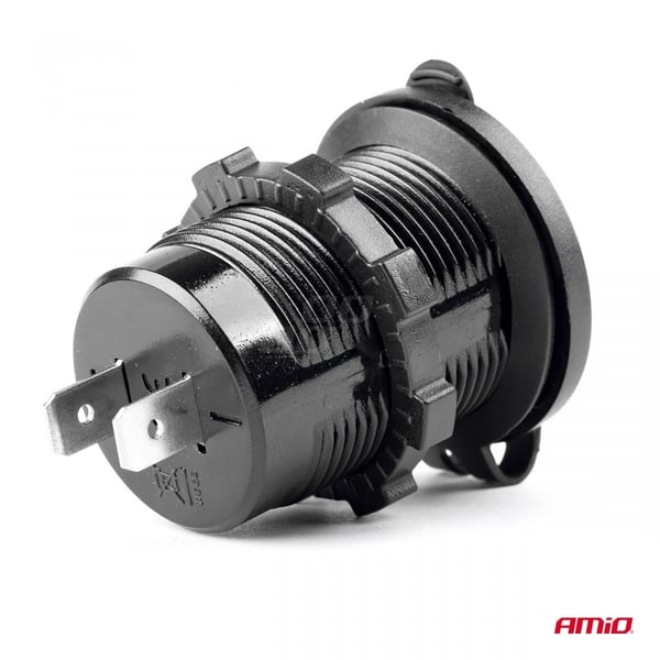 Vandtæt oplader med 2x USB-stik 12V 24V MOD-03 AMIO-02853