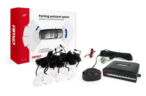 Parkeringssensorsats för backljus, 8 sensorer, vit AMIO-01599