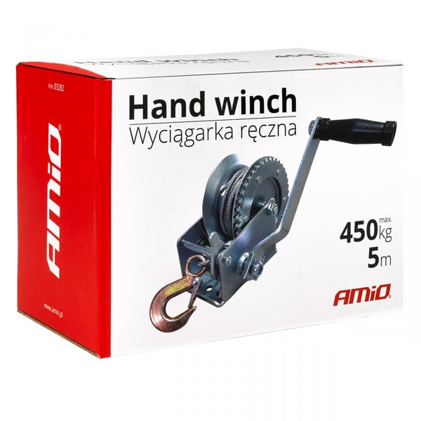 Spil, manuelt krumtapspil, rebspil, 450 kg AMIO-03282