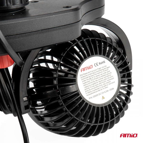 Auton niskatukeen kiinnitettävä tuuletin 12 V:n USB-laturilla AMIO-03009